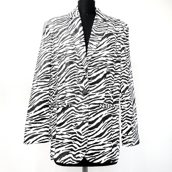 Free People x Ronny Kobo Zebra Faux Leather Oversized Blazer Skirt Set - Picture 3 of 16